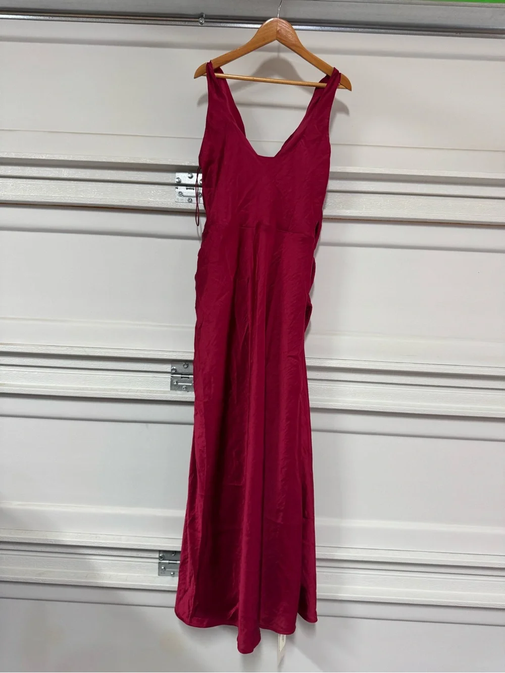 Abercrombie Fitch Cowl Neck Draped Maxi Dress Berry Petite Large New